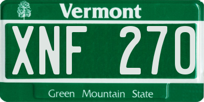 VT license plate XNF270