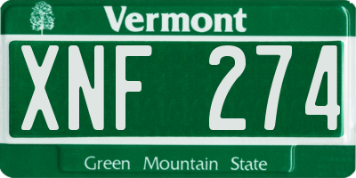 VT license plate XNF274
