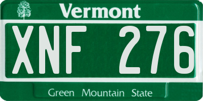 VT license plate XNF276