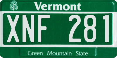 VT license plate XNF281