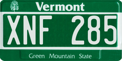 VT license plate XNF285