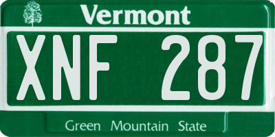 VT license plate XNF287