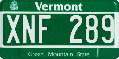 VT license plate XNF289