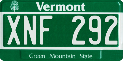 VT license plate XNF292