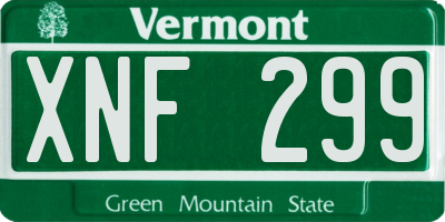 VT license plate XNF299