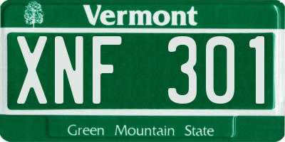 VT license plate XNF301