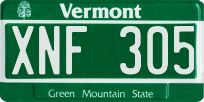 VT license plate XNF305