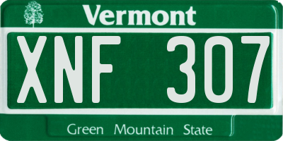 VT license plate XNF307