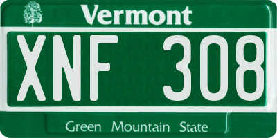 VT license plate XNF308