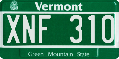 VT license plate XNF310