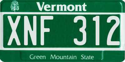 VT license plate XNF312