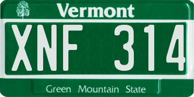VT license plate XNF314