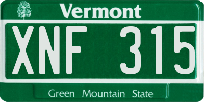 VT license plate XNF315