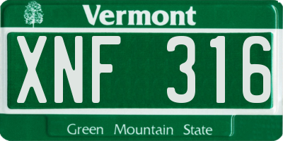 VT license plate XNF316