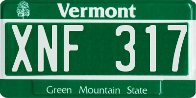 VT license plate XNF317