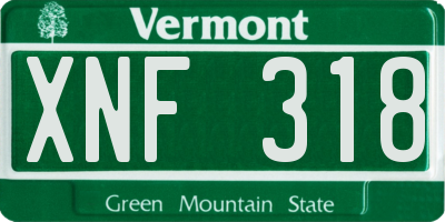 VT license plate XNF318