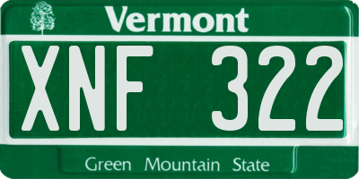 VT license plate XNF322