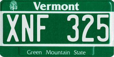 VT license plate XNF325