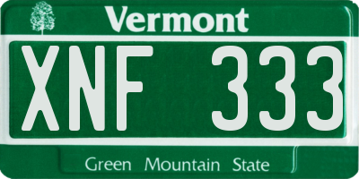 VT license plate XNF333