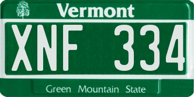 VT license plate XNF334