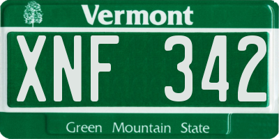 VT license plate XNF342