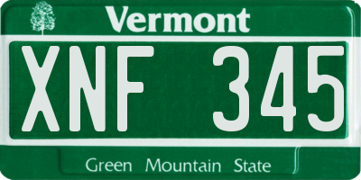 VT license plate XNF345