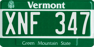 VT license plate XNF347
