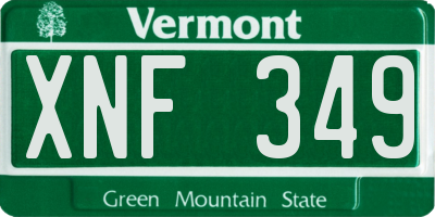 VT license plate XNF349