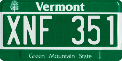 VT license plate XNF351