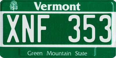 VT license plate XNF353