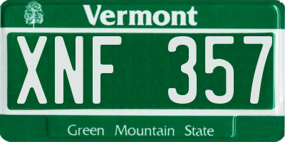VT license plate XNF357
