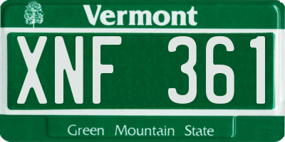 VT license plate XNF361