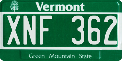 VT license plate XNF362