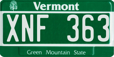 VT license plate XNF363