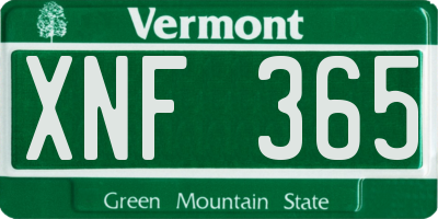 VT license plate XNF365