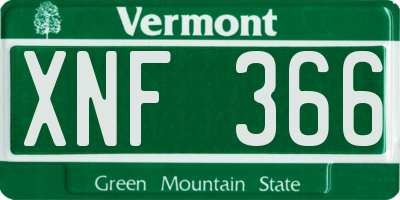 VT license plate XNF366