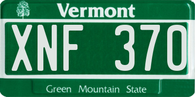 VT license plate XNF370