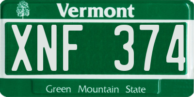 VT license plate XNF374