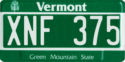 VT license plate XNF375