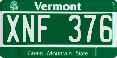 VT license plate XNF376