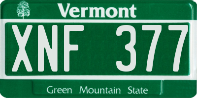 VT license plate XNF377
