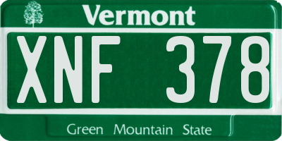 VT license plate XNF378