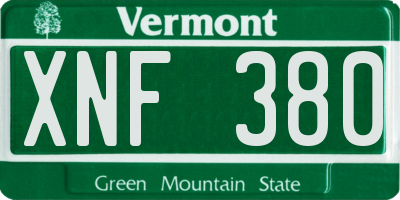 VT license plate XNF380