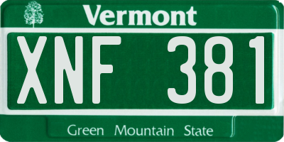 VT license plate XNF381