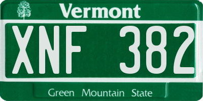 VT license plate XNF382