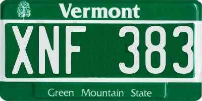 VT license plate XNF383