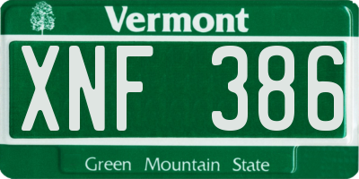 VT license plate XNF386