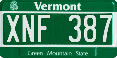 VT license plate XNF387