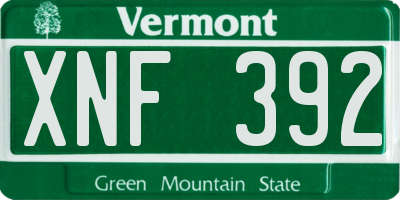 VT license plate XNF392