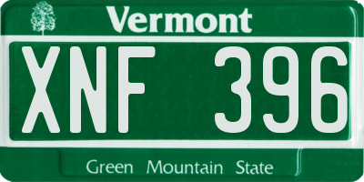 VT license plate XNF396